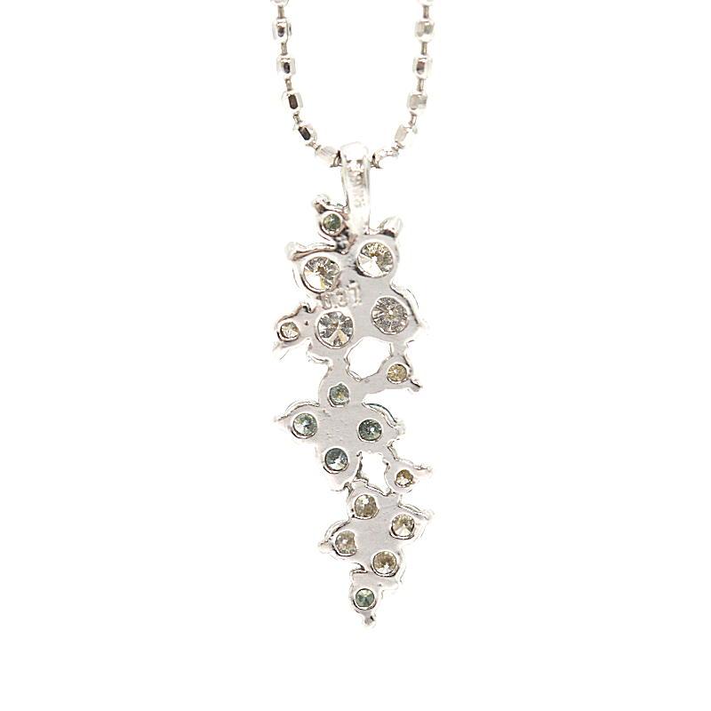 ダイヤモンド ネックレス 0.31ct 3連フラワー K18WG 18金 ホワイト