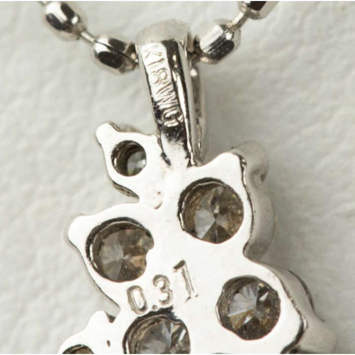 フラワー 3連 ダイヤモンド 0.31ct ネックレス K18WG 18金 ホワイト  