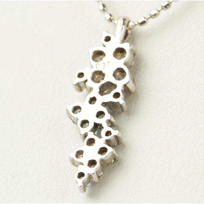 フラワー 3連 ダイヤモンド 0.31ct ネックレス K18WG 18金 ホワイト
