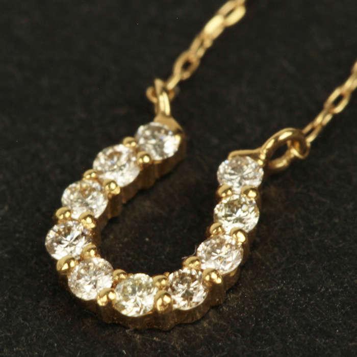 馬蹄 モチーフ ダイヤモンド 0.1ct K18 18金 イエローゴールド 