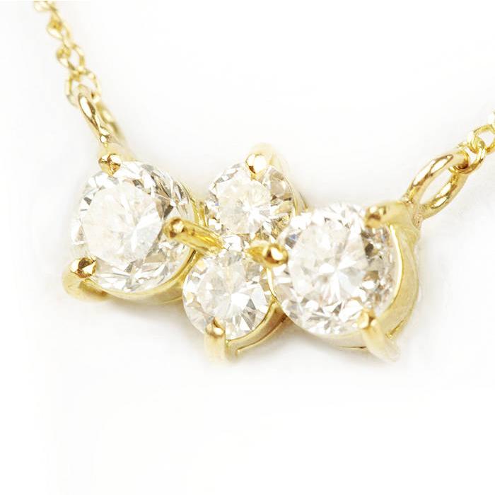 ダイヤモンド 0.5ct ネックレス K18 18金 イエローゴールド 全長約41cm 