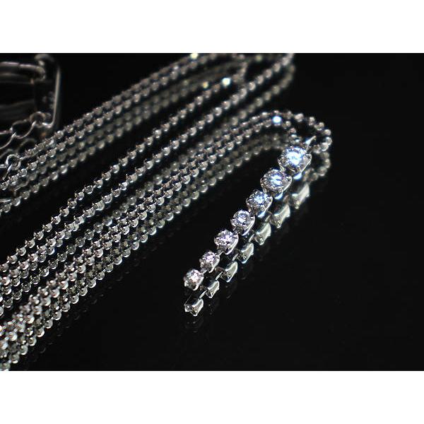 Pt850 揺れる縦ラインネックレス 約42cm 約4.2g ダイヤモンド 0.43ct