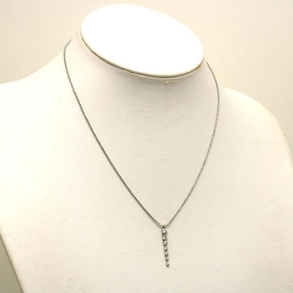 Pt850 揺れる縦ラインネックレス 約42cm 約4.2g ダイヤモンド 0.43ct