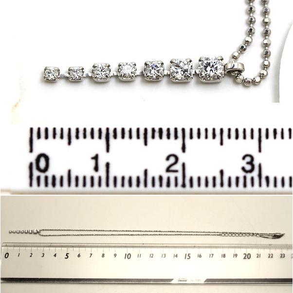 Pt850 揺れる縦ラインネックレス 約42cm 約4.2g ダイヤモンド 0.43ct