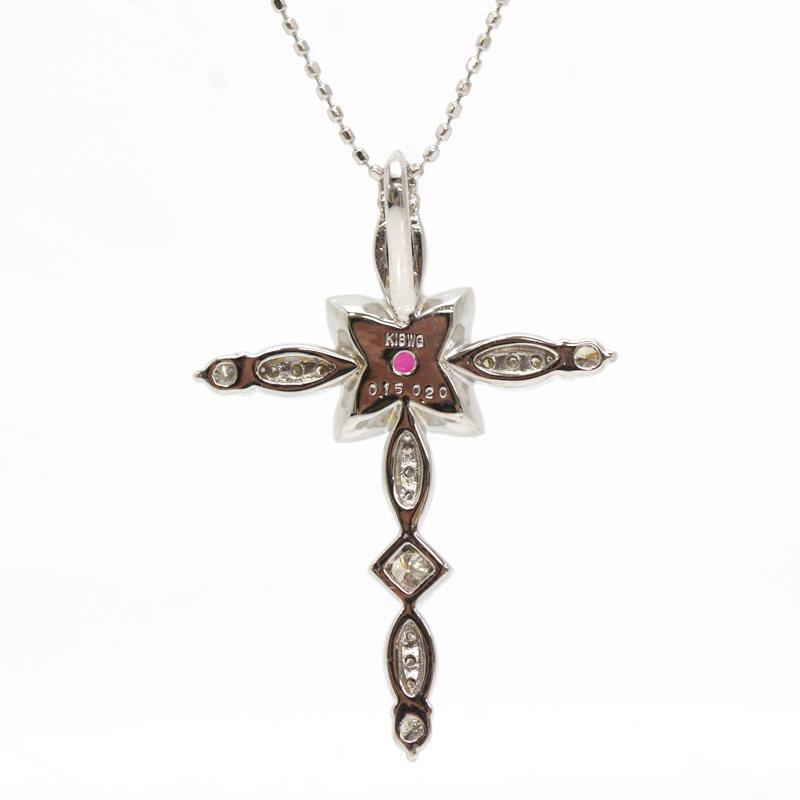 クロスネックレス ルビー 0.15ct ダイヤモンド 0.20ct 十字架