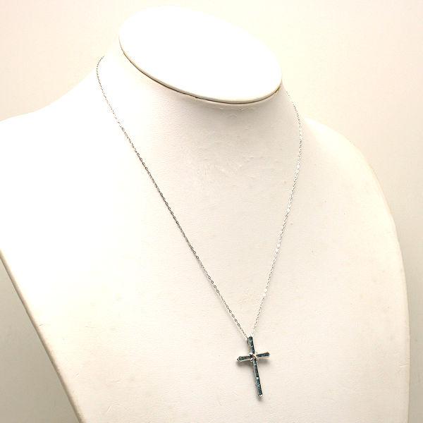 K18WG クロスネックレス ダイヤモンド 0.40ct 約44cm 約2.0g K18 