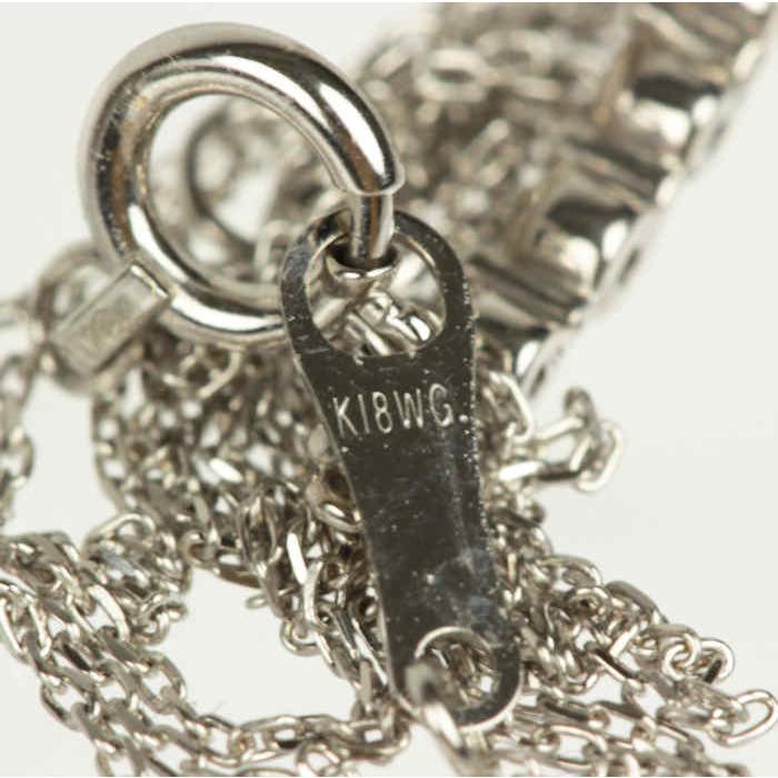 ダイヤモンド 0.1ct ネックレス バー デザイン K18WG 18金 ホワイト