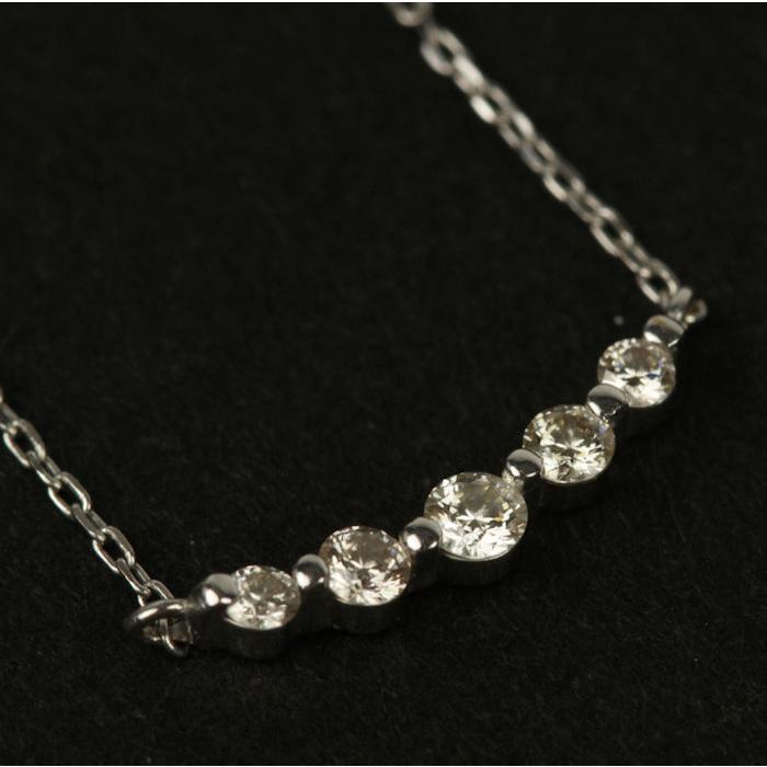 シルバー ダイヤモンドネックレス 約40cm K18WGダイヤモンドネックレス ダイヤモンド 0.1ct ネックレス バー デザイン K18WG 18金 ホワイト