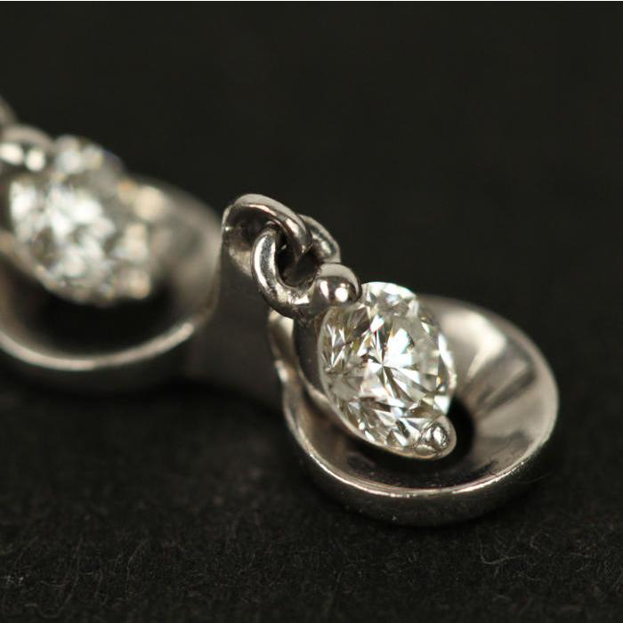 K18WG 3連ダイヤモンドトップ トリロジー ダイヤモンド 0.3ct ネックレス K18WG 18金 ホワイト