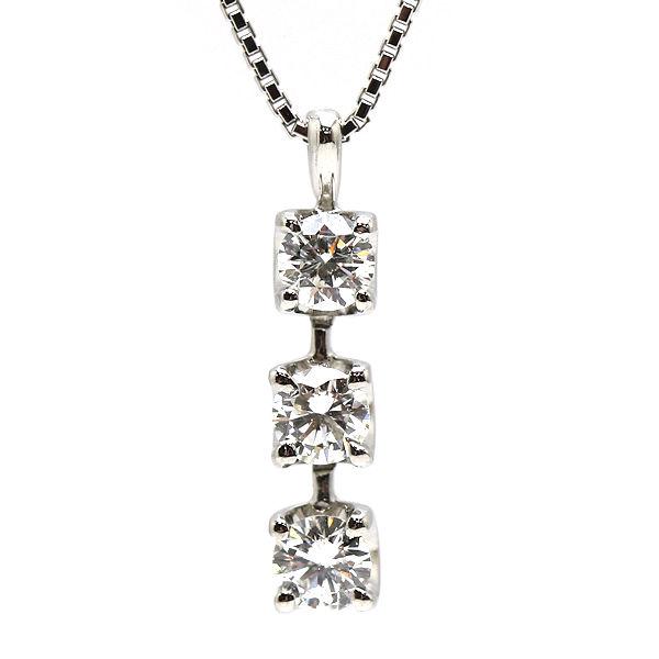 Pt850 Pt900 トリロジーネックレス 約40cm ダイヤモンド 0.40ct