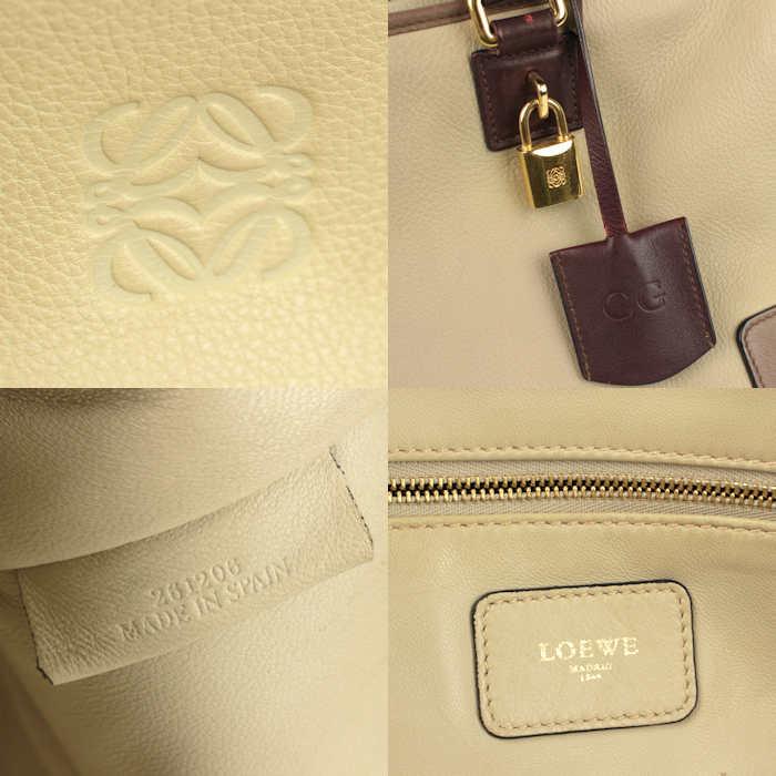 LOEWE ロエベ アマソナ ハンドバッグ ミニボストンバッグ レザー ベージュ ボルドー 20635 【中古】_4