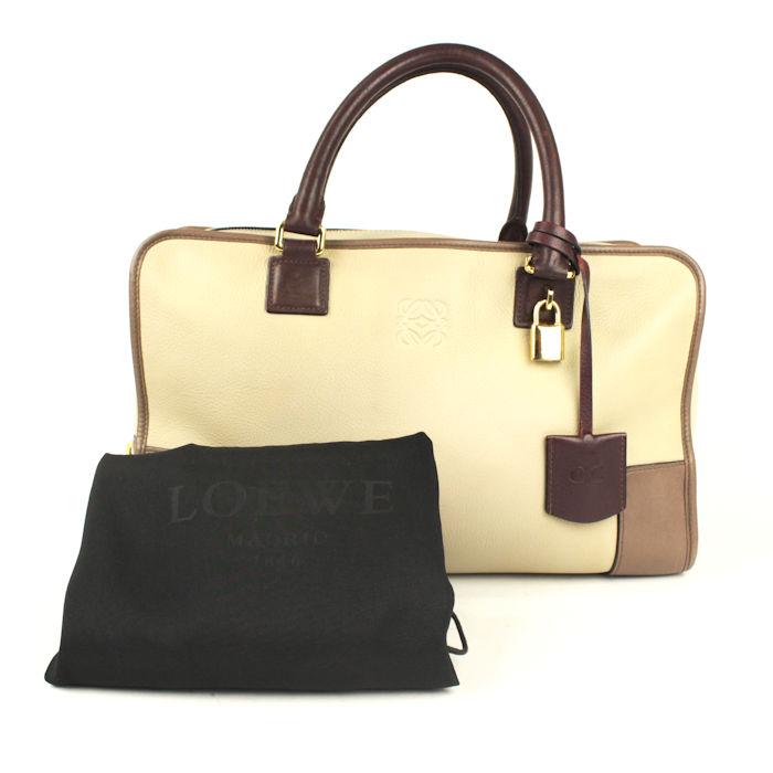 LOEWE ロエベ アマソナ ハンドバッグ ミニボストンバッグ レザー ベージュ ボルドー 20635 【中古】_1