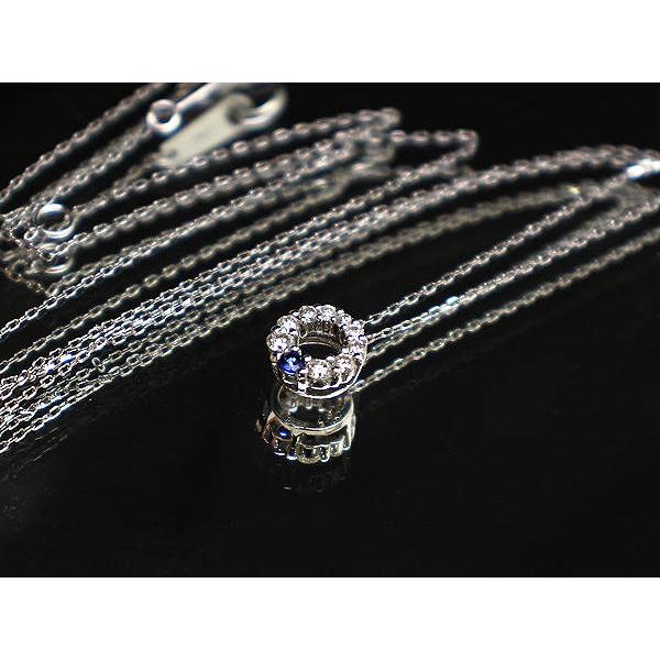 K18WG サークルモチーフサファイアネックレス 約40cm 約1.0g 0.12ct 
