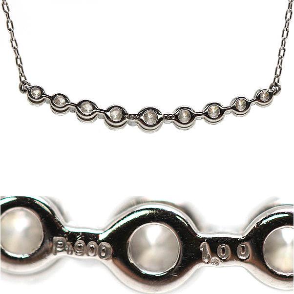 Pt850 Pt900 ダイヤモンドネックレス バー 約47cm 1.00ct プラチナ 約 