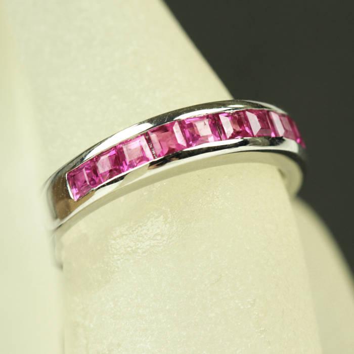 天然 ルビー 0.90ct エタニティ リング Pt900 プラチナ ピンク  