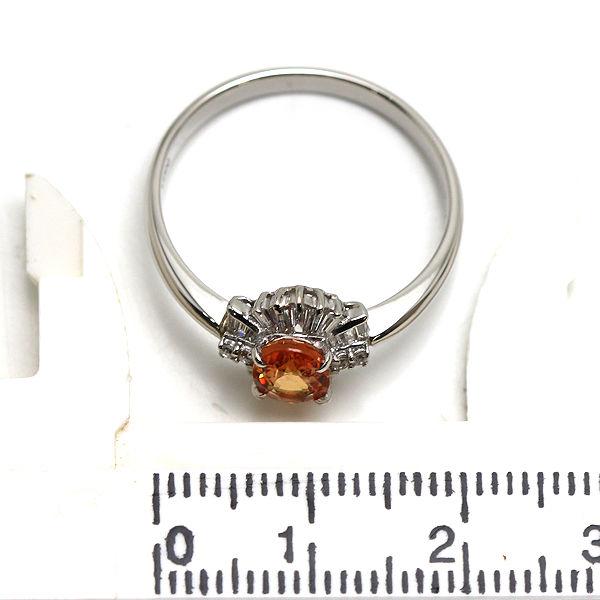 Pt900 ゴールデンサファイアリング 18号 1.037ct ダイヤモンド 0.31ct 