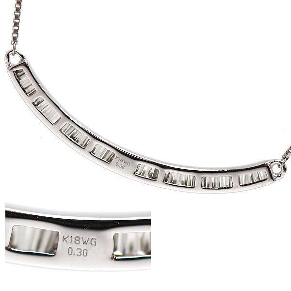 カーブデザインネックレス 約44cm ダイヤモンド 0.30ct 18金 ホワイトゴールド 20750 【ストラス】