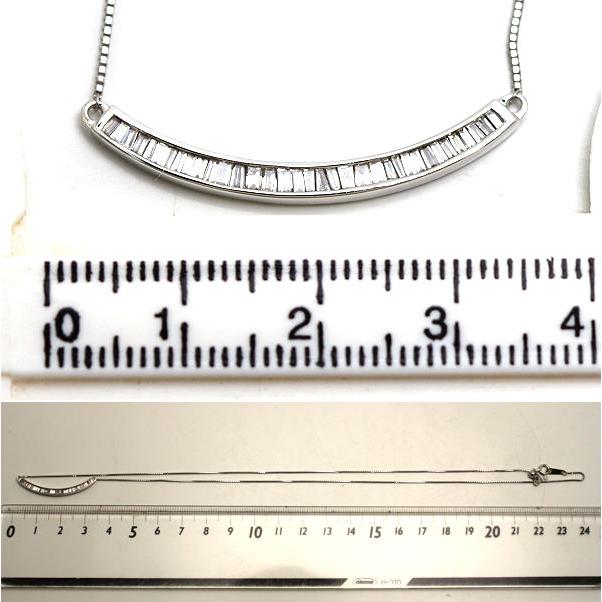 カーブデザインネックレス 約44cm ダイヤモンド 0.30ct 18金 ホワイトゴールド 20750 【ストラス】