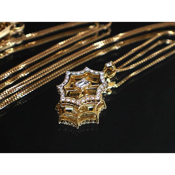 K18PG ダイヤモンドデザインネックレス 約45cm 約3.8g 0.50ct 18金