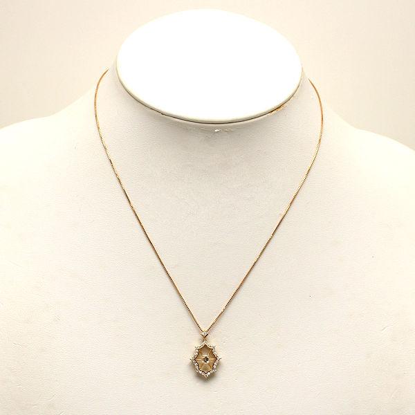 K18PG ダイヤモンドデザインネックレス 約45cm 約3.8g 0.50ct 18金