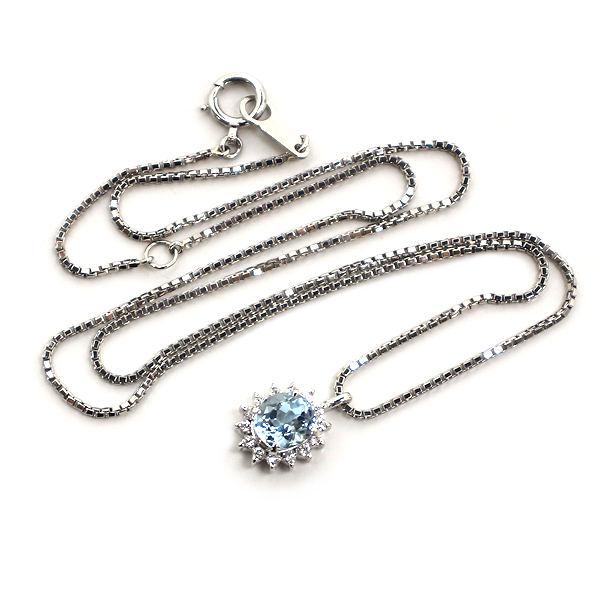 Pt900 Pt850 アクアマリンネックレス 0.82ct ダイヤモンド 0.16ct 約  