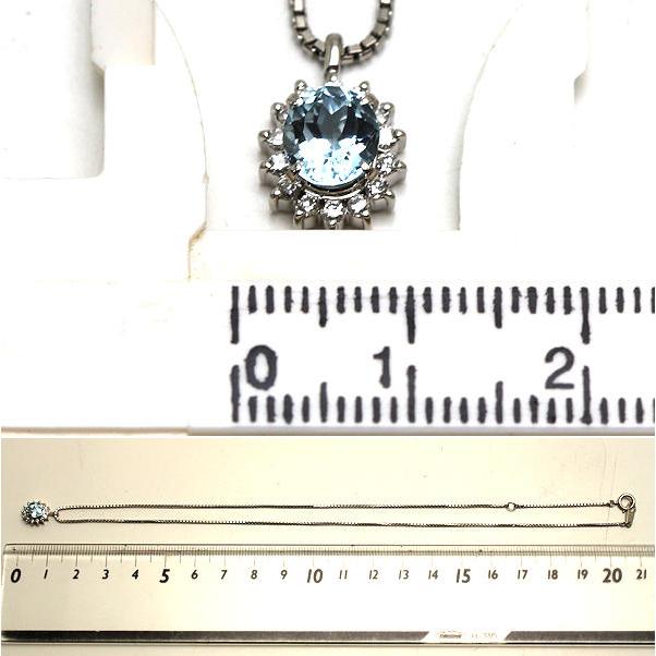 Pt900 Pt850 アクアマリンネックレス 0.82ct ダイヤモンド 0.16ct 約  