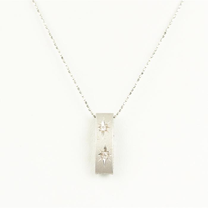 ダイヤモンド 0.8ct ネックレス リバーシブル パヴェ 星 K18WG 18金 
