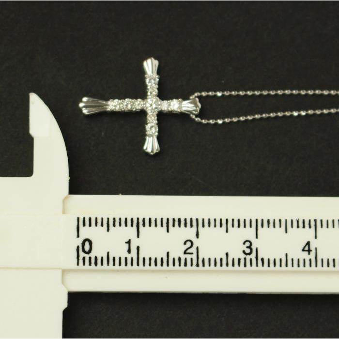 K18WG ダイヤモンド 0.30ct 十字架 クロス ネックレス 全長約45cm 18金