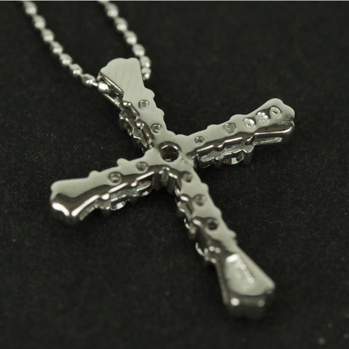 K18WG ダイヤモンド 0.30ct 十字架 クロス ネックレス 全長約45cm 18金