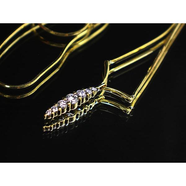 K18 ダイヤモンド デザインネックレス 0.39ct 約41cm 約4.7g 18金 ゴールド スネークチェーン Y字 20858