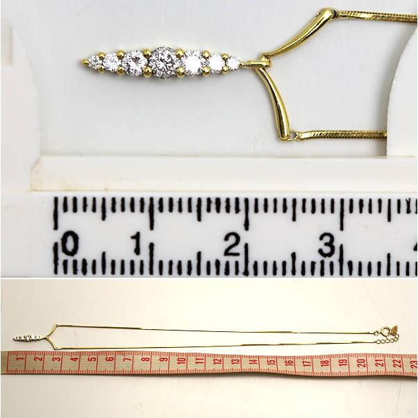 K18 ダイヤモンド デザインネックレス 0.39ct 約41cm 約4.7g 18金 ゴールド スネークチェーン Y字 20858
