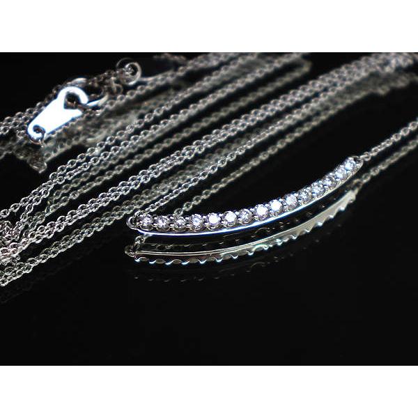 K18WG カーブバーネックレス 約48cm ダイヤモンド 0.30ct 18金 