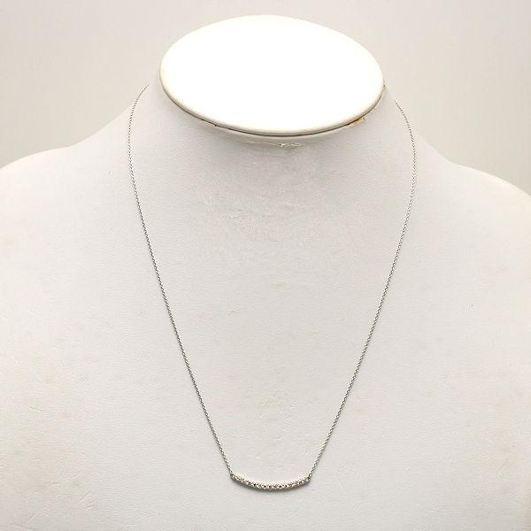 K18WG カーブバーネックレス 約48cm ダイヤモンド 0.30ct 18金 