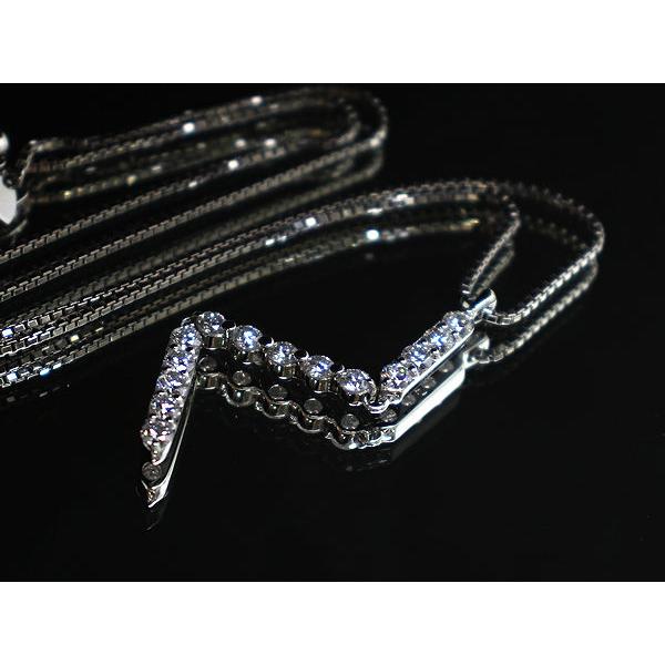 Pt850 Pt900 揺れる縦ラインネックレス 約45cm ダイヤモンド 1.14ct  