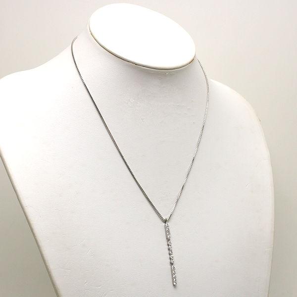 Pt850 Pt900 揺れる縦ラインネックレス 約45cm ダイヤモンド 1.14ct 