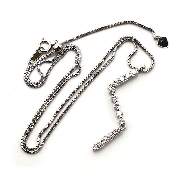 Pt850 Pt900 揺れる縦ラインネックレス 約45cm ダイヤモンド 1.14ct  