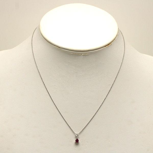 K18WG ルビー ホワイトゴールド ネックレス 1.9g 【ダイヤ】