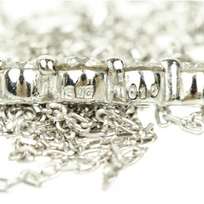 K18WG 18金 ホワイトゴールド ダイヤモンド 0.10ct ネックレス バー  