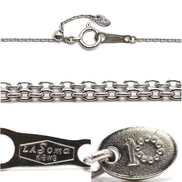 K18WG リボンノットネックレス 約45cm ダイヤモンド 0.20ct 18金 