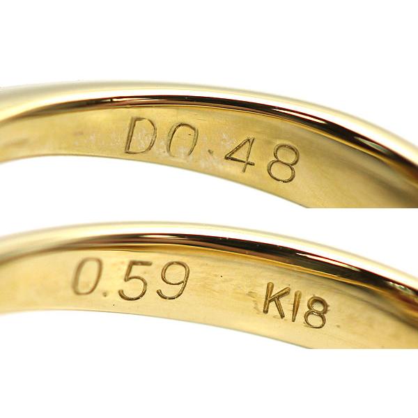 18 K金ゴールド花形デザイン ゴールド18 K金ルビー指輪 刻みあり K18 フラワーモチーフルビーリング 10号 0.59ct ダイヤモンド 0.48ct