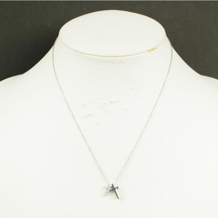 4℃ ヨンドシー ダイヤモンド Wクロス ネックレス Pt850 プラチナ 4℃ ヨンドシー ダイヤモンド Wクロス ネックレス Pt850 プラチナ