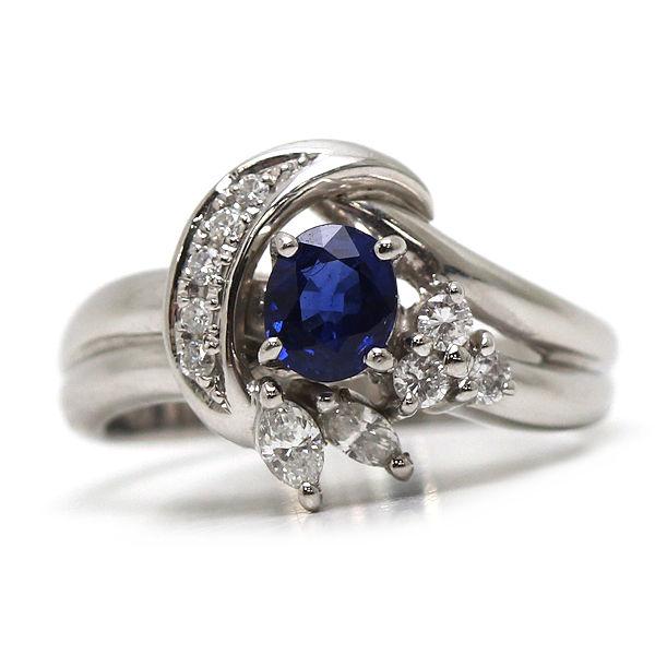 Pt900 サファイアリング 12号 0.61ct ダイヤモンド 0.26ct 約8.0g プラチナ 指輪 21039Aの画像