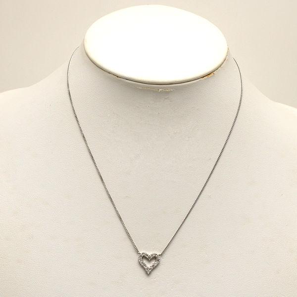 Pt(900)オープンハートダイヤ・Pt(850)ネックレス Pt850 Pt900 ハートモチーフネックレス 約42cm ダイヤモンド 0.50ct 約