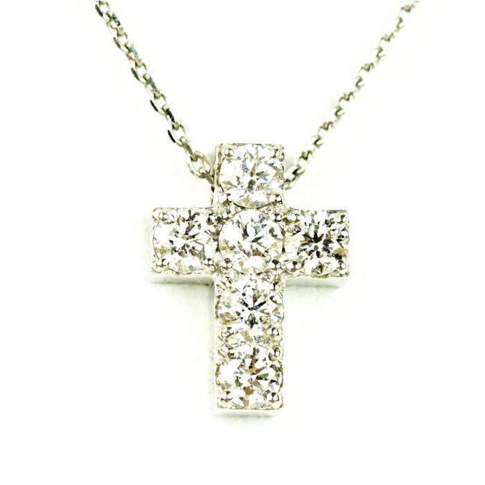 クロス Pt850 900 プラチナ ダイヤモンド 0.40ct 十字架 ネックレス