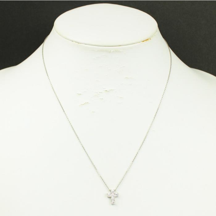 クロス Pt850 900 プラチナ ダイヤモンド 0.40ct 十字架 ネックレス 