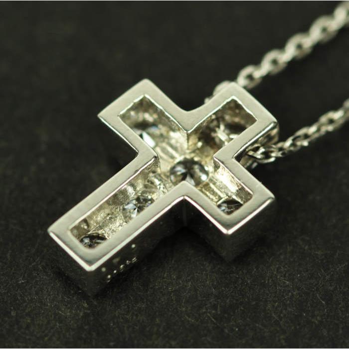 クロス Pt850 900 プラチナ ダイヤモンド 0.40ct 十字架 ネックレス