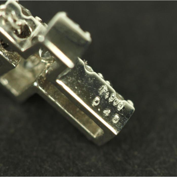 クロス Pt850 900 プラチナ ダイヤモンド 0.40ct 十字架 ネックレス