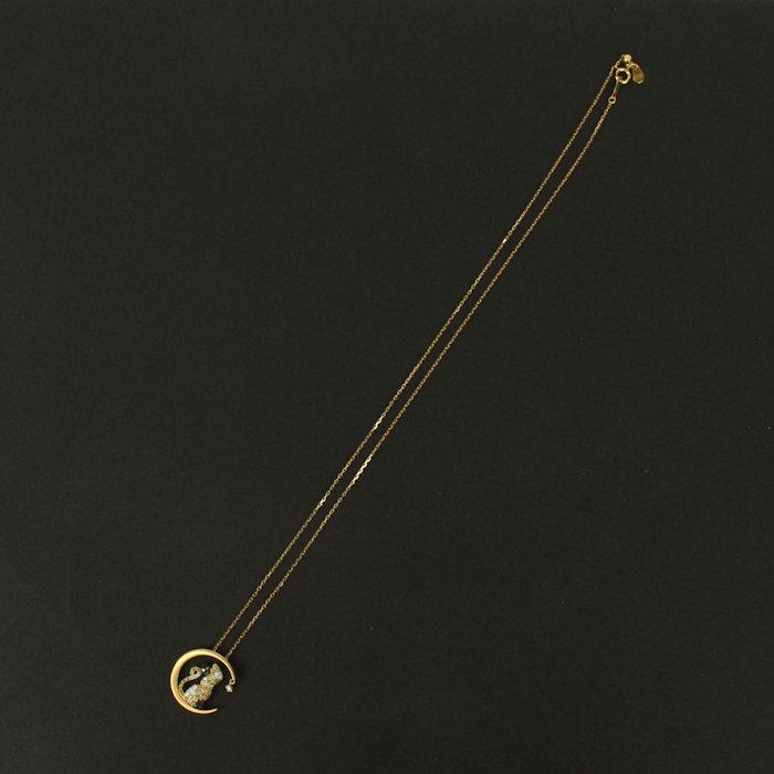 K18 ダイヤモンド 0.13ct 0.05ct 0.28ct 三日月 三毛猫 ゴールド 