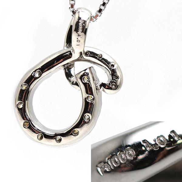 Pt850 Pt1000 ダイヤモンドネックレス 約45cm 1.01ct 曲線 プラチナ