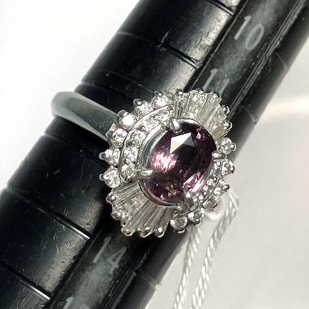 Pt900 アレキサンドライトリング 13号 1.185ct ダイヤモンド